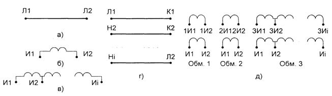 Схемы обозначения выводов обмоток ТТ