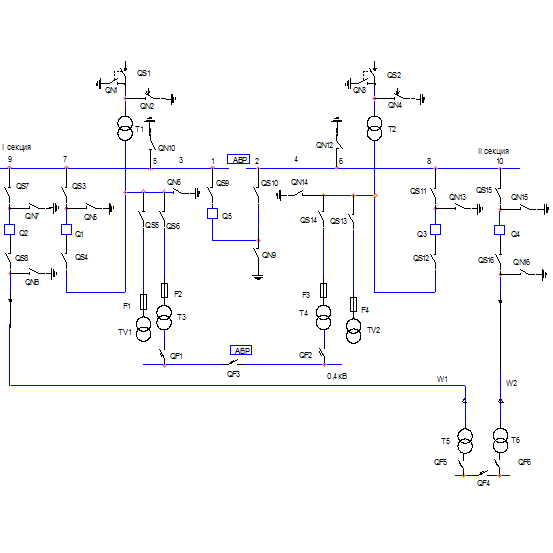 Секционный выключатель на схеме